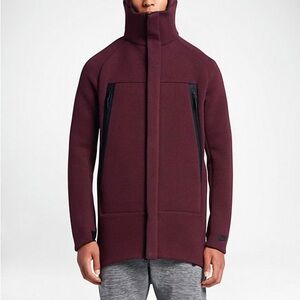 Nike Men's Sportswear Tech Fleece Parka Jacket Night Maroon Burgundy Large